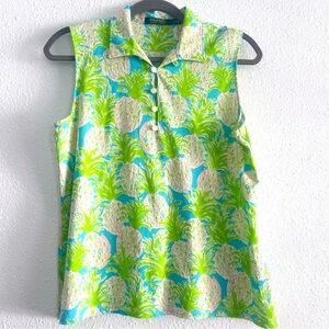 POLO Golf Ralph Lauren Sleeveless Tropical Print Top Blouse‎ Size L